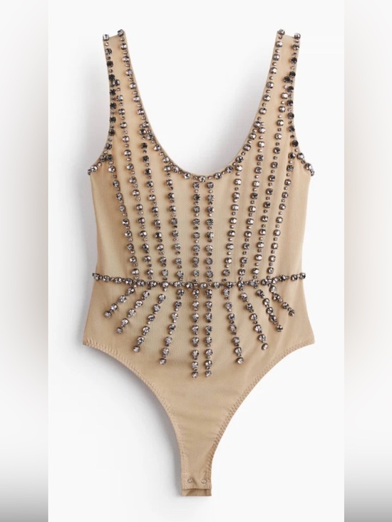 Stella McCartney Tops - Stella McCartney H&M Crystal Embellished Mesh Bodysuit